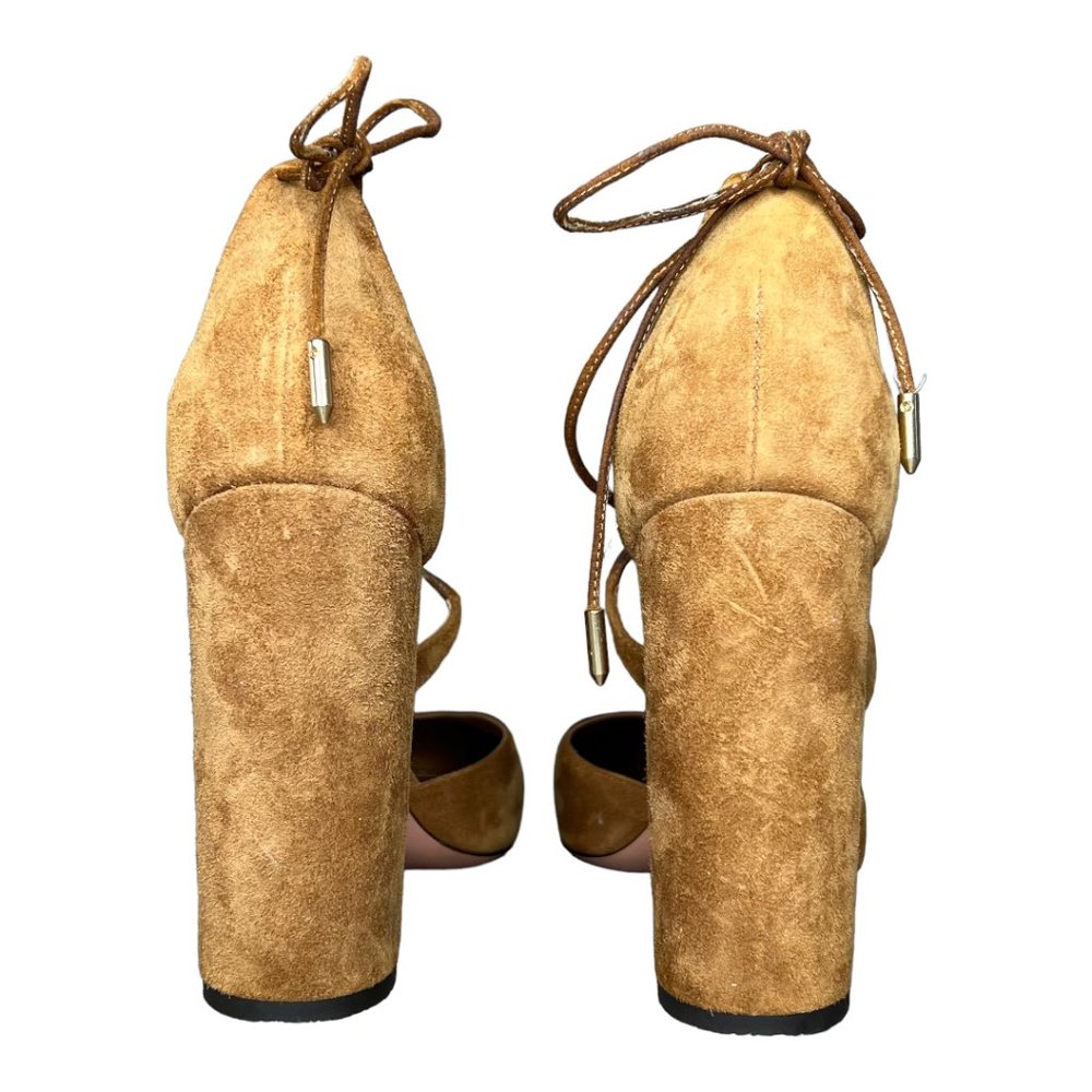 Aquazzura Karlie High Heel Suede Block Heel Pump - Picture 5 of 11